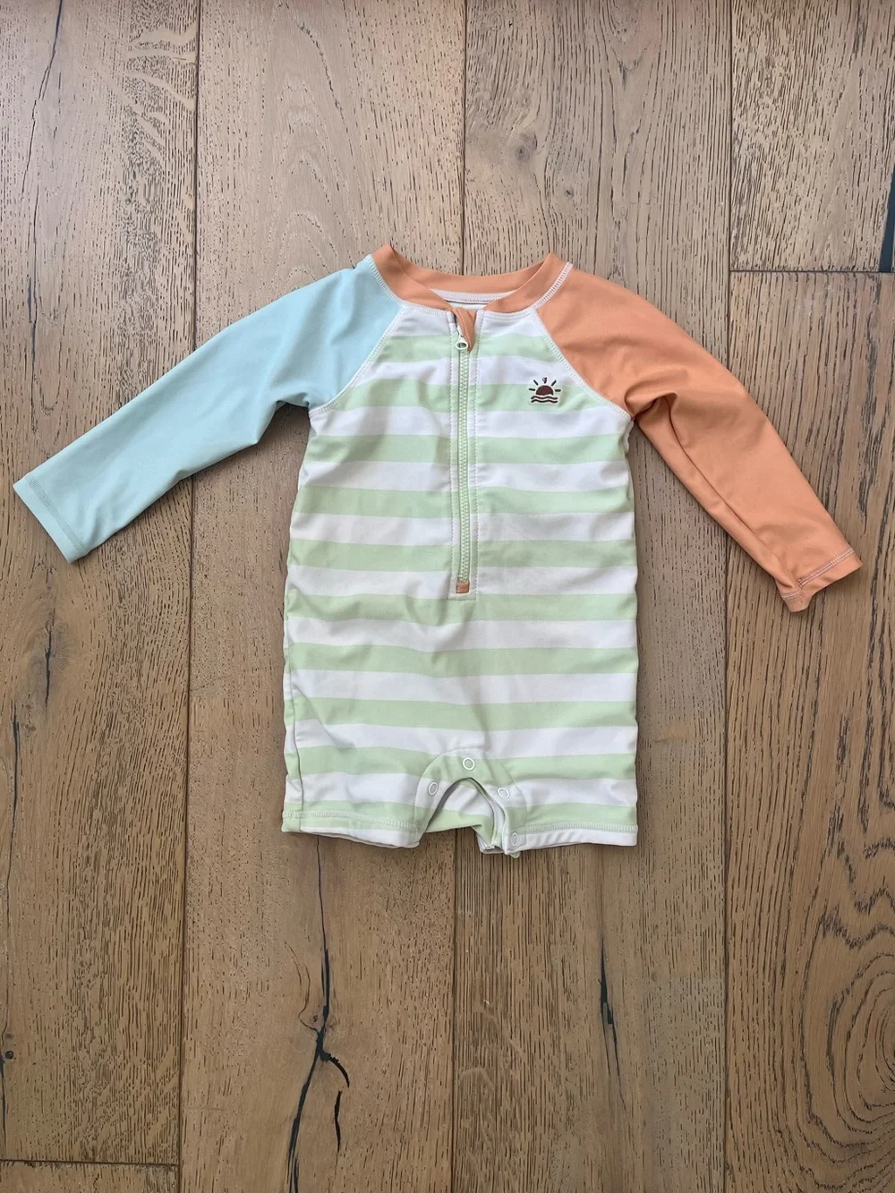 Little Co Infant Baby Boy Swim Long Sleeve Stripe Retro Rashguard 12 month UPF50